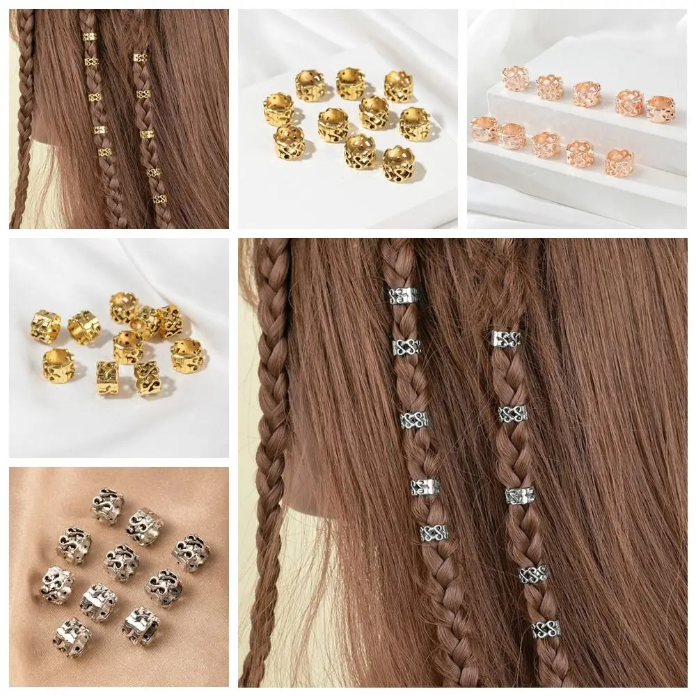 10pcs/set Decoration Alloy Hair Beads Silver Golden Hair Ring Clips Viking Beads African