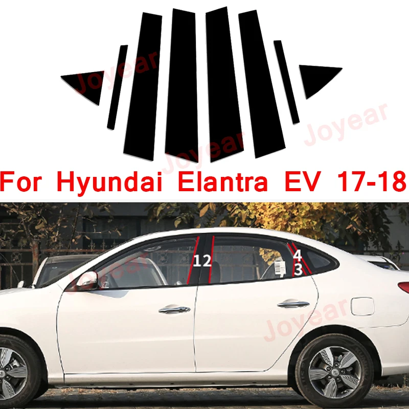 

For Hyundai Elantra EV 2018-2019 Car Door Window Pillar Trim Posts Molding Cover Stickers Replacement Parts Accessories