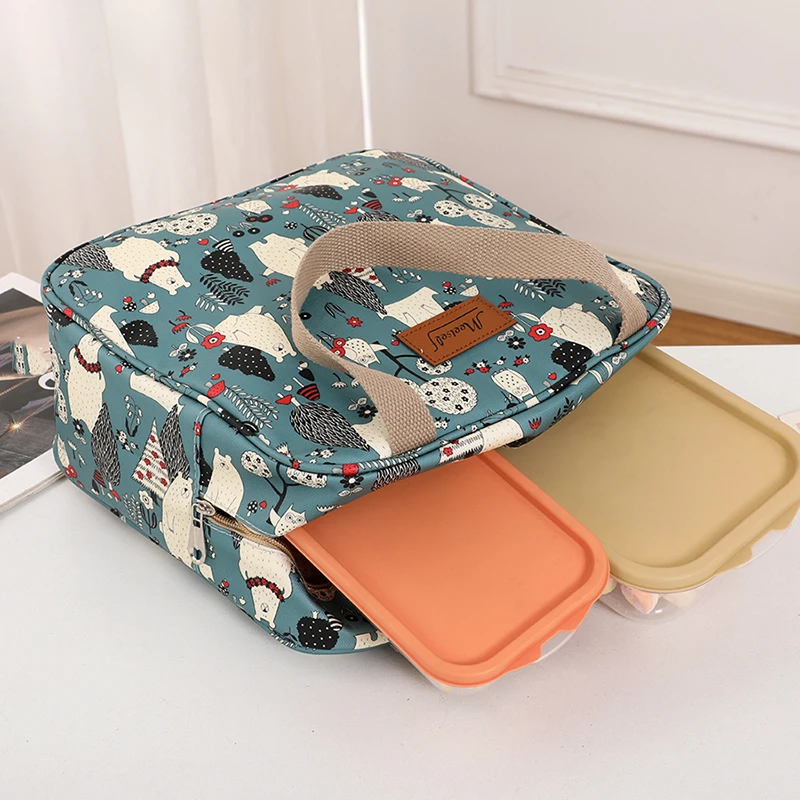 Daily Portable Large Capacity Insulated Lunch Bag Waterproof Cloth Insulated Tote Lunch Box Bag Outdoor Carrying Picnic Bag