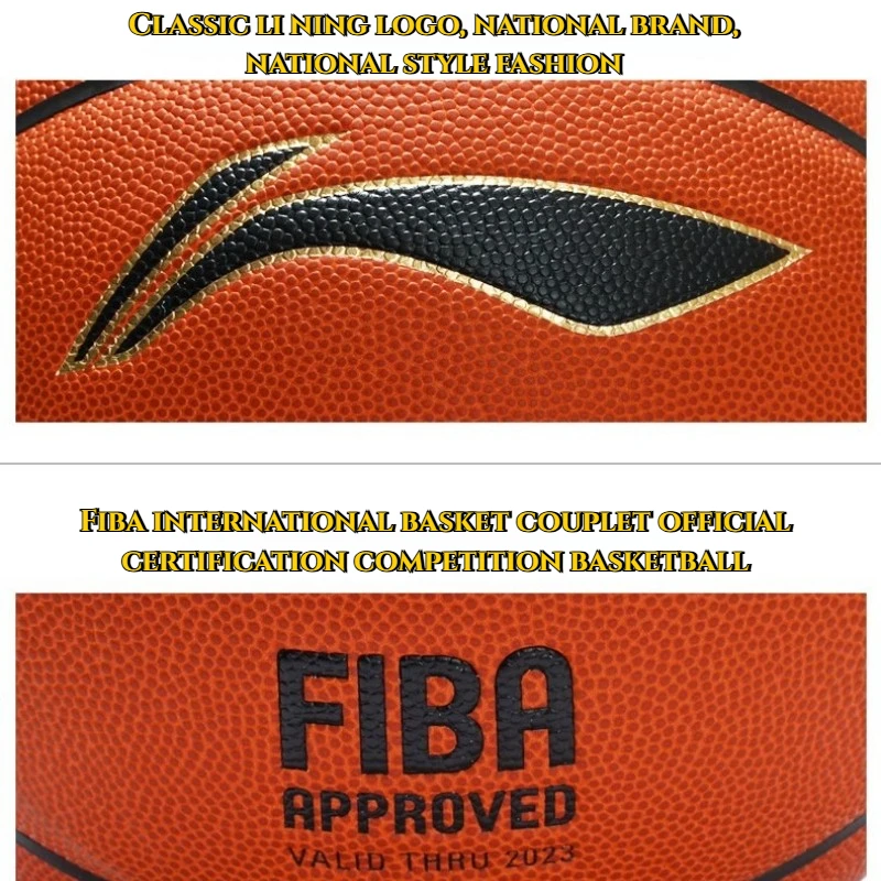 LI-NING LBQK033-1 Professioneller Basketball aus Mikrofaser für drinnen und draußen, OctoGrip, rutschfest, hoher Sprung, Team-Trainingsball
