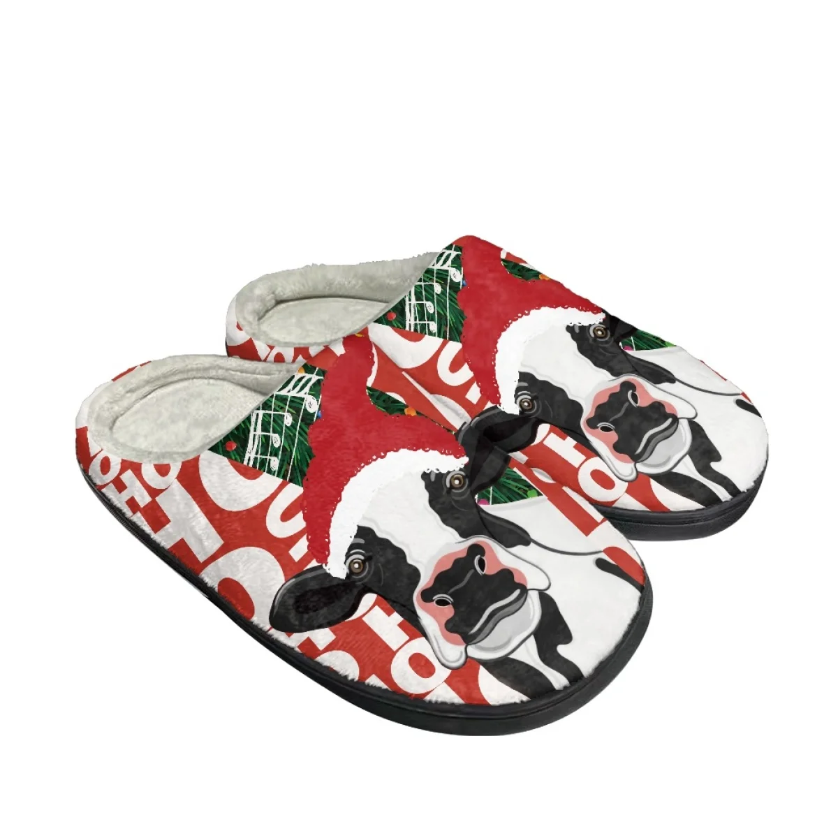 Christmas Dog Design Men Indoor Flats Slippers Winter Warm Couples Comfy Footwear Home Non-Slip Cotton Slippers Print On Demand