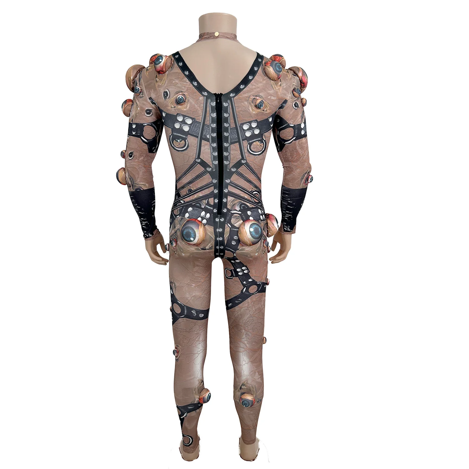Fiesta temática de Halloween para hombre, 4 Uds., mono con estampado de ojos 3D de estilo gótico con diadema, guantes, calcetines, vestido de actuación en escenario yanjing