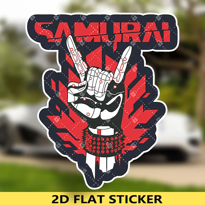 1개 독특한 사무라이 록 아이덴티티 데칼 - 전통과 록 스타일을 결합한 방수 비닐 스티커 (자동차, 노트북, 가젯용)