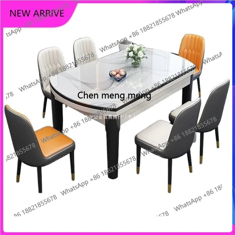 암석판 식탁과 의자 조합 접이식 수납형 사각형 가정용 숨겨진 인덕션 쿠커 H