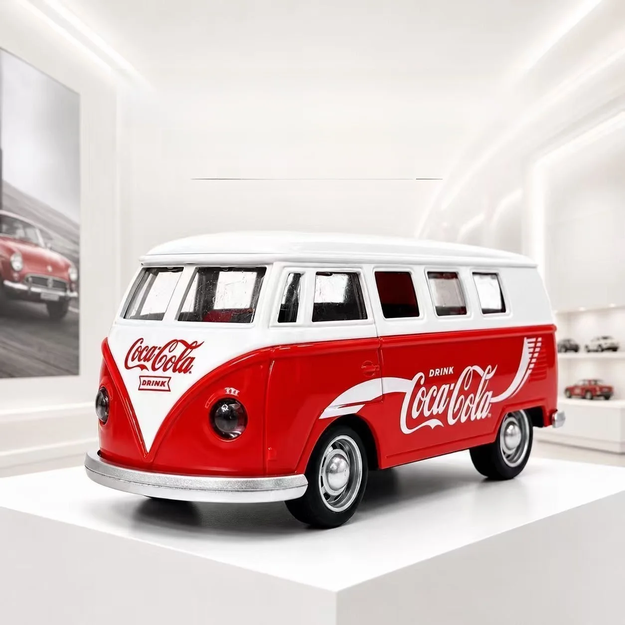 Classic Coca-Cola Edition Alloy Bus Model Realistic Children's Toy Car Retro Miniature Collectible Vehicle Simulated Transport