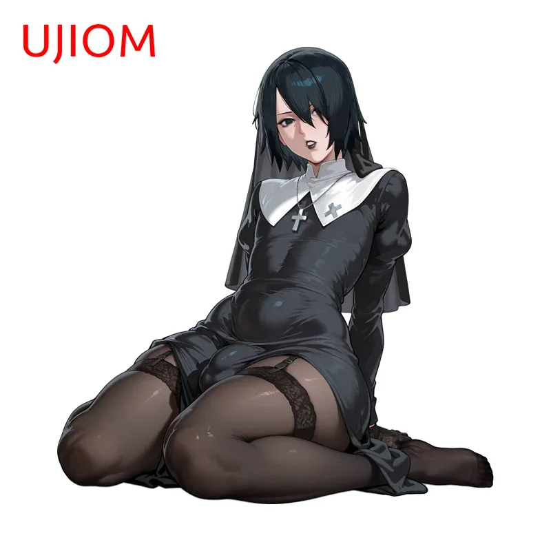 UJIOM Alluring Nun Futanari Kneel Posture Wall Sticker Eye Catching Waterproof Adhesive Decal Suitable For Kitchen Home Decor