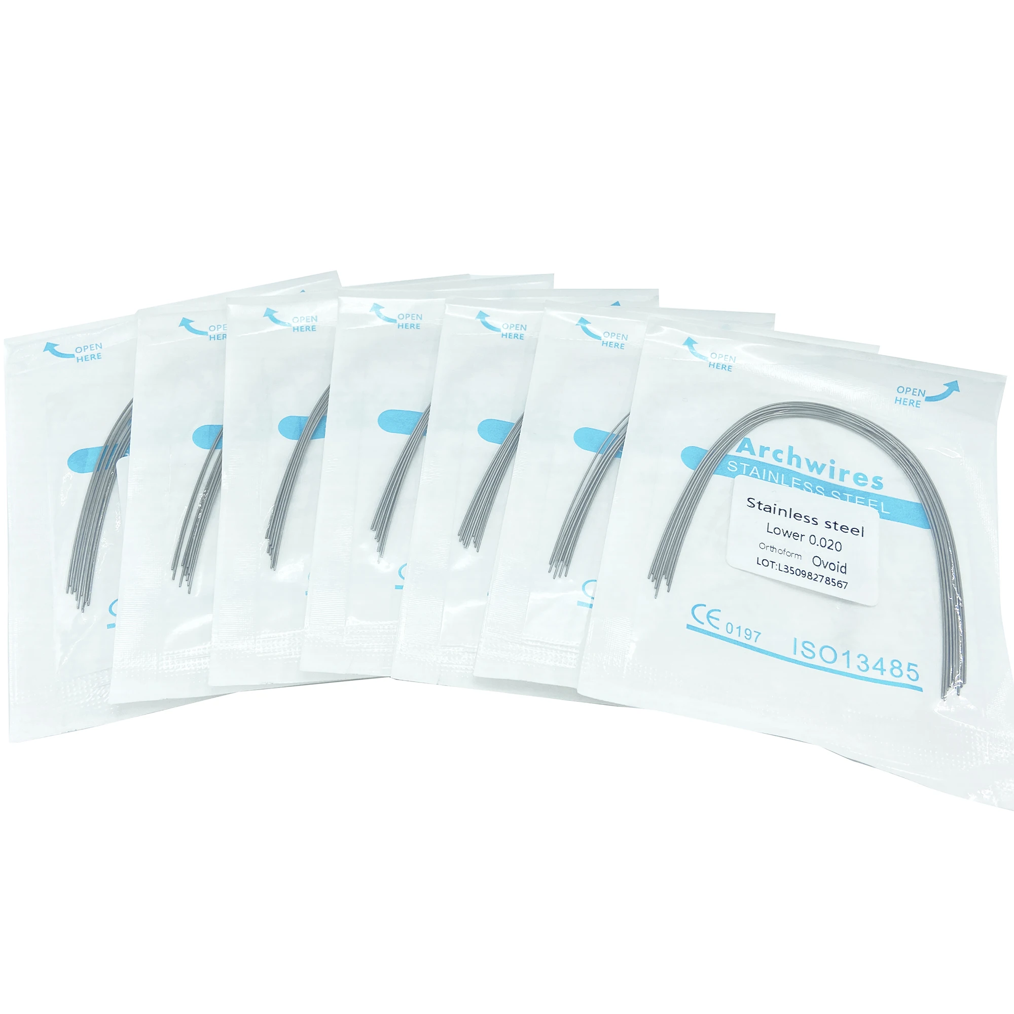 10 pçs/pacote WellCK Dental Ortodôntico Aço Inoxidável Arch Wires Round/Retangular Ovoid Form Material de Odontologia Superior e Inferior