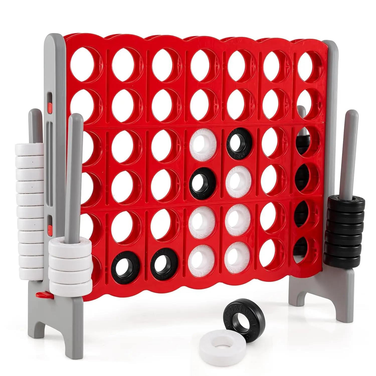 Jumbo 4-to-Score Game Set Indoor Outdoor Yard Connect Game 3.5FT Tall 42 Rings Quick-Release Slider Family Party, Customized