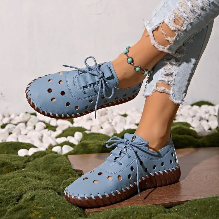 

Women Platform Walking Shoes Summer Breathable Casual Sports Lace Up Designer Loafers Versatile Flat Shoes Zapatos De Mujer