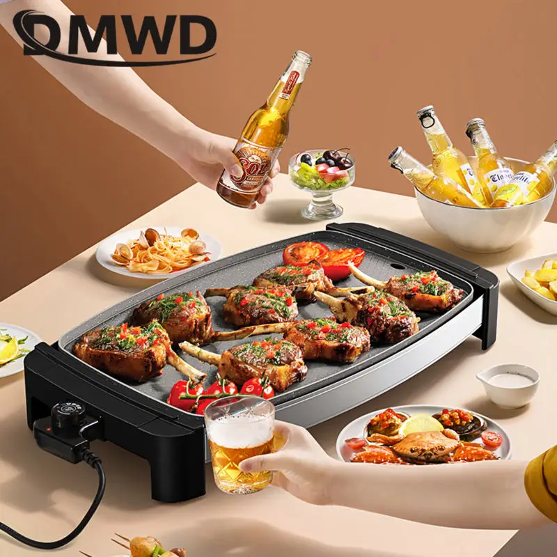 DMWD 1700W Non-stick Maifan Coating Alloy material Barbecue grill Bake machine Washable Kitchen Appliance Temperature adjustable