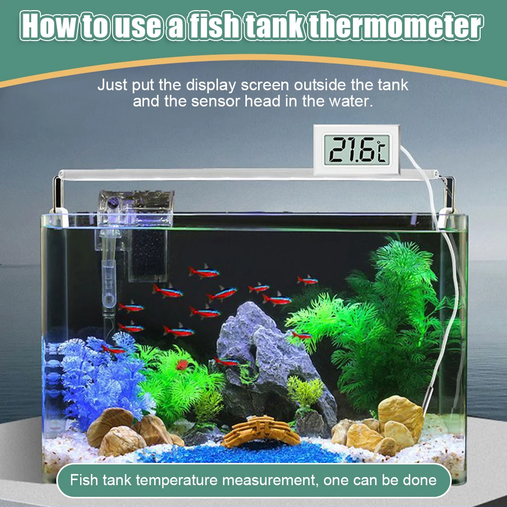 Mini termómetro Digital LCD para interiores, medidor de higrómetro con sonda impermeable, Sensor de humedad para instrumentos de acuario