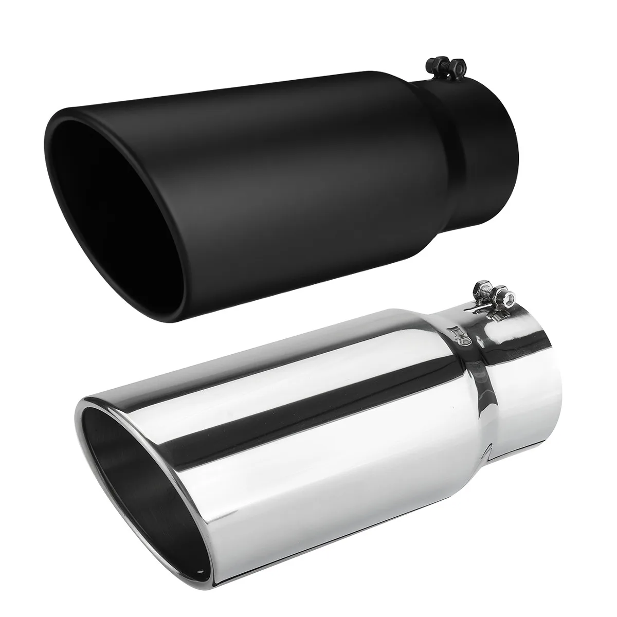 Universal Car Straight Exhaust Tail Throat 4 Inch Inlet 5 Inch Outlet Exhaust Tip 12 Inch Length Tailpipe Anti-Corrosive