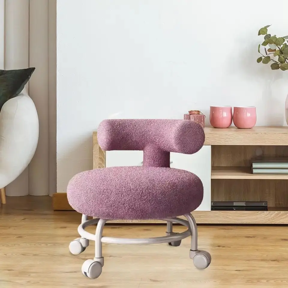 Rolling Step Stool com encosto, Cadeira Rodas para sala