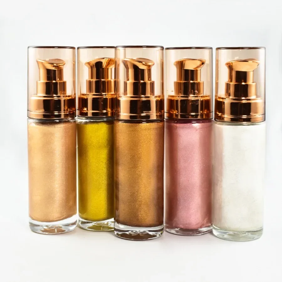 Custom 5colors Flowing Sand Glitter Liquid Highlighter High Pigment Long Lasting Easy To Wear Body Shimmer Illuminator Makeup