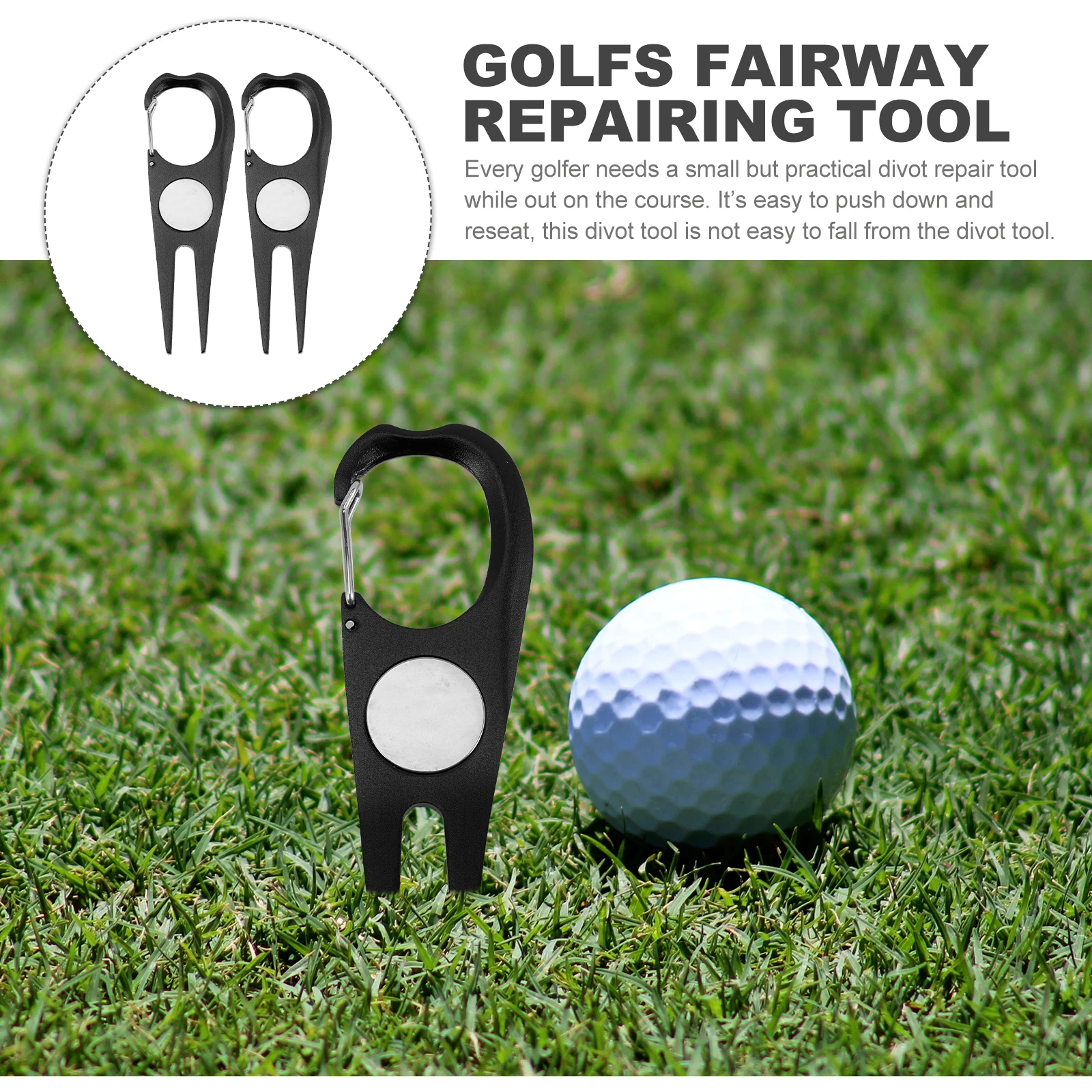 

2Pcs Golf Fairway Divot Tool Metal Repair Fork Compact Wear-Resistant Portable Golf Lawn Repair Outdoor Delicate Ball Marker