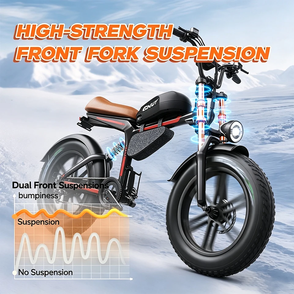 QNUT BK20 Electric Bike 1500W Peak Motor 48V 18Ah Removable Lithium Battery 20x4.0 Inch Fat Tire Retro Ebike Max 27MPH Dual Disc Brakes 7 Speed Off Road Commuting Mountain E Bike US Warehouse 1 Year Warranty image 3