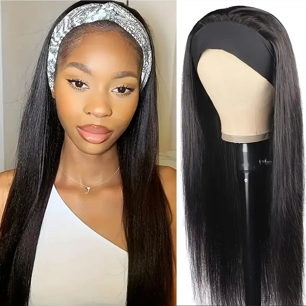 Headband Human Hair Wigs Straight Brazilian Cheap Natural Headband Wig For Women 180% Density Remy Human Hair Wigs 