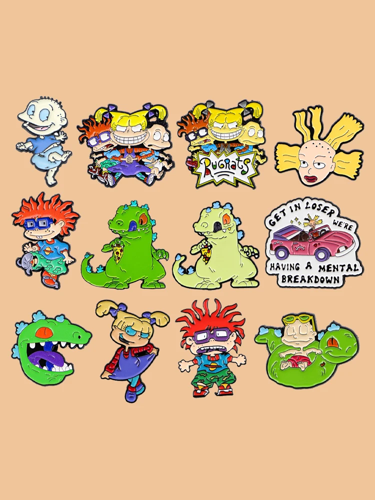 Broches en émail avec figurines de dessin animé drôles, broches de dinosaure, Badge sur sac à dos, accessoires pour vêtements, bijoux à la mode, cadeaux