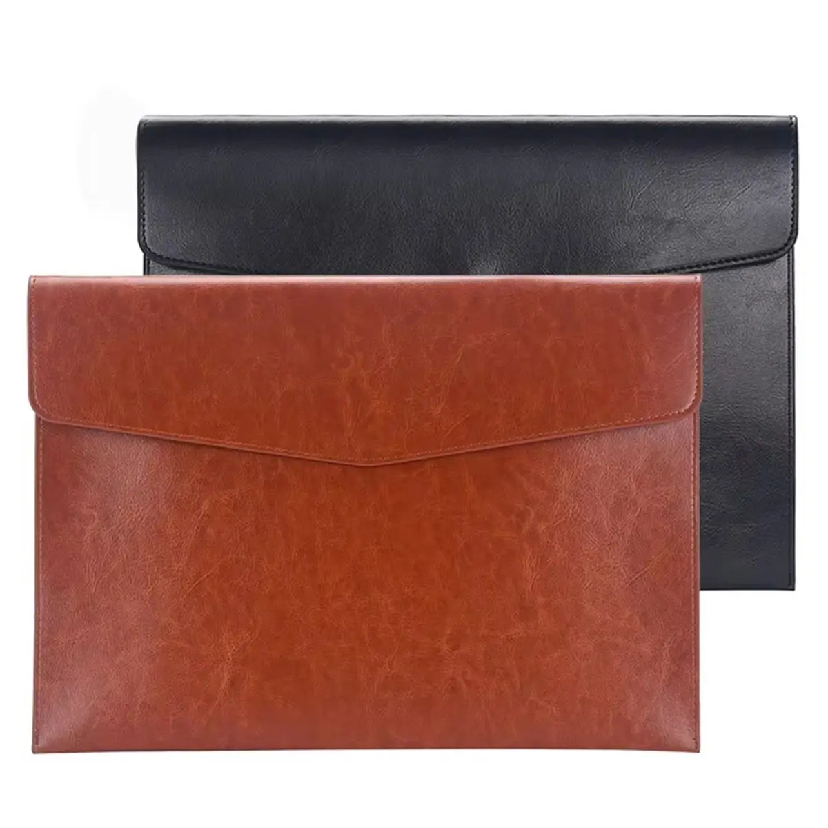 【New User-Coupon!】A5 Leather Document Storage Bag Folder Data Packet PU Business Bill File Bag School Supplies
