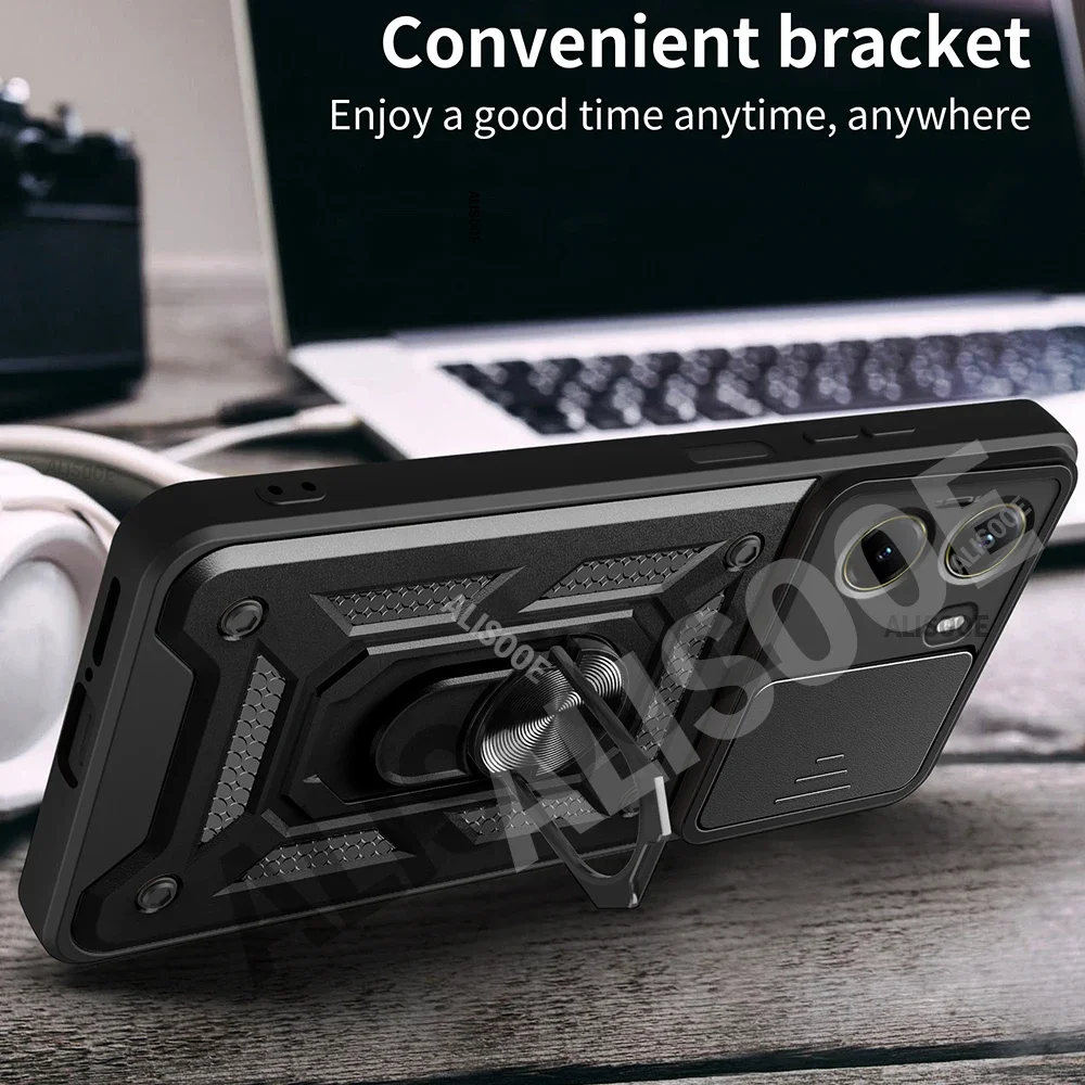 Rutsche Kamera Rüstung Capa Für POCO X7 Pro 5G Fall Drehen Ring Stehen Schutz Zurück Abdeckung für Xiaomi POCO X7 pro Stoßfest Funda
