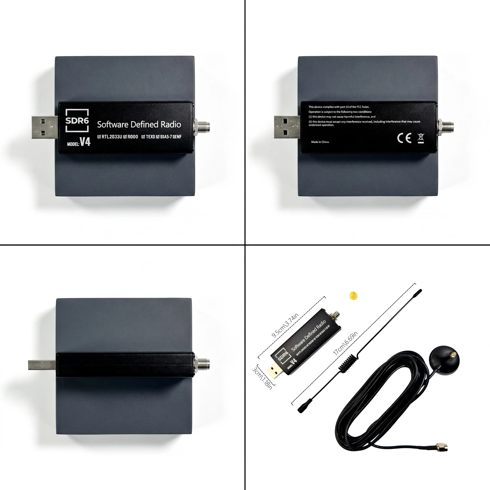 HTOOL RTL-SDR Neuester V4 Software-Definierter Funkempfänger R860 RTL2832U 1PPM TCXO HF BiasT SMA Software-Definiertes Radio + Antenne – Detail 4