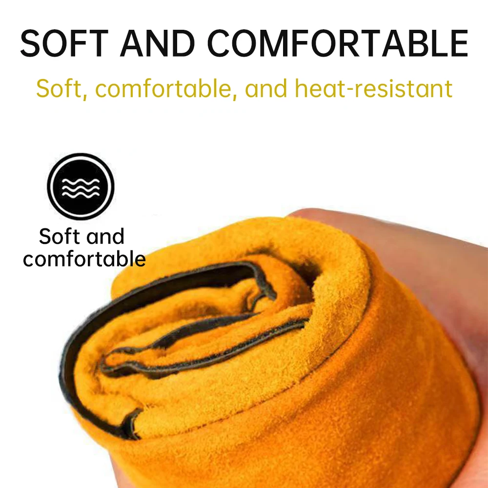 Welding Gloves Heat/Fire Resistant Leather High-temperature Resistant Gloves Protect Camping Gloves for gardening fireplace