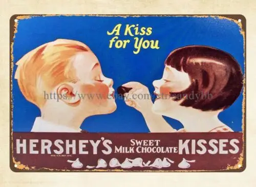 1pcs room design HERSHEY'S SWEET MILK CHOCOLATE KISSES metal tin sign