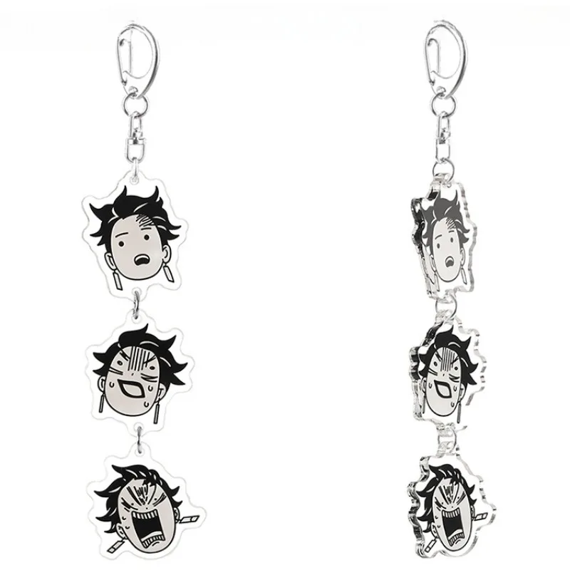 Demon Slayer Cartoon Keychain Anime Action Figures Tanjirou Kamado Nezuko Hashibira Inosuke Cartoon Doll Key Car Decoration Gift