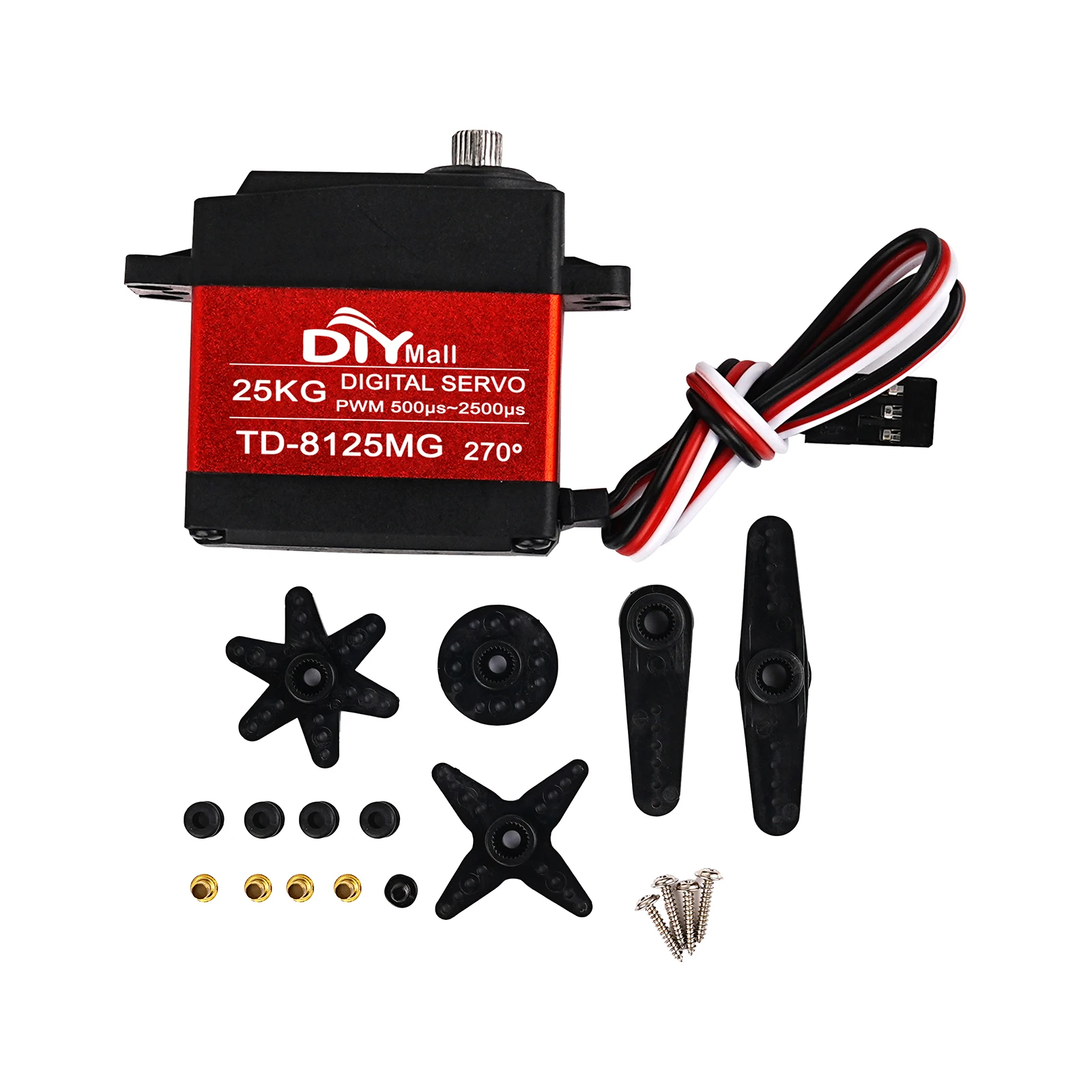 TD-8125MG 25kg High Torque Digital Servo 7.2V CNC Aluminum Metal Gear Waterproof Motor for 1/8 1/10 RC Car Robot Arm Accessories