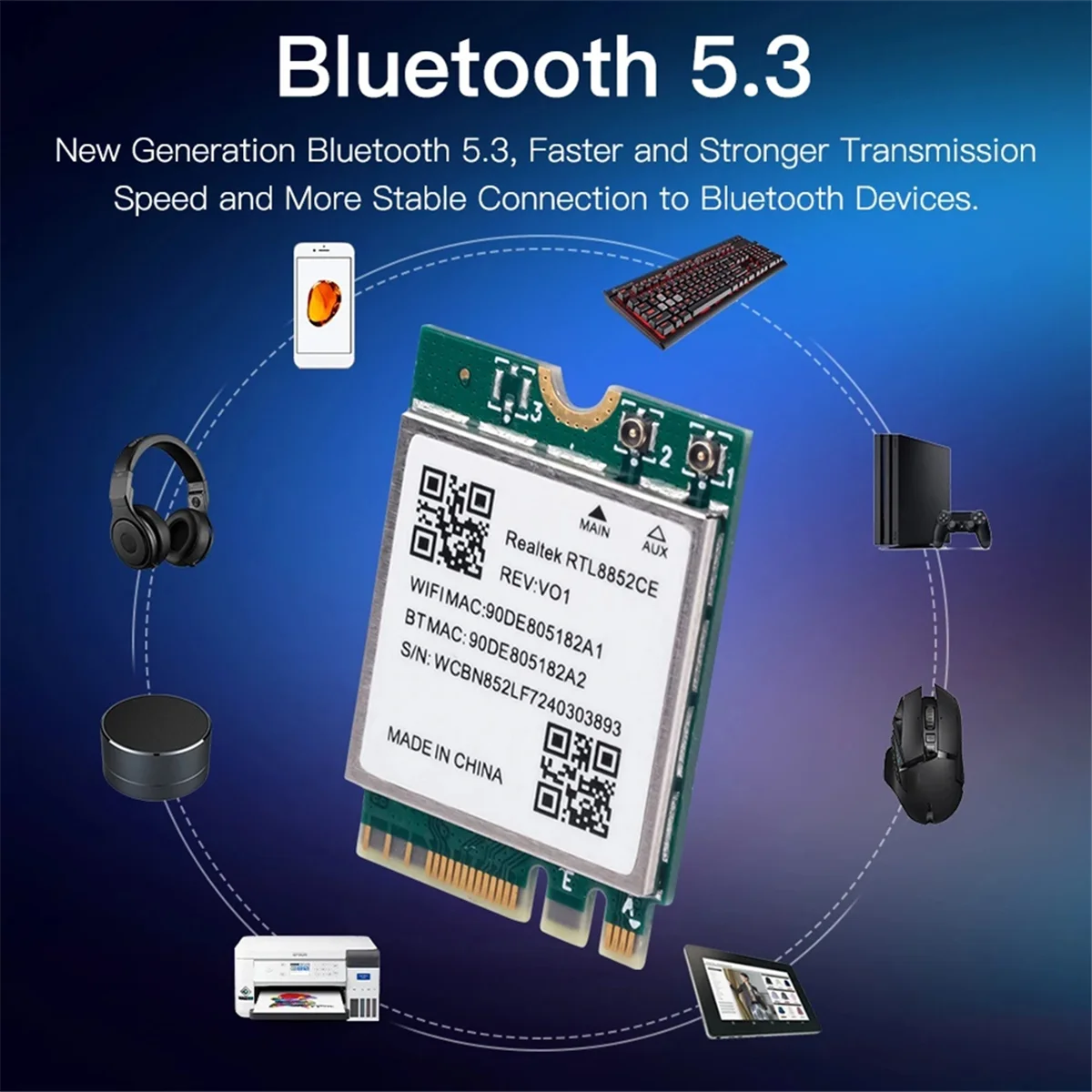 بطاقة الشبكة الجديدة Tech WiFi 6E RTL8852CE M.2 5400Mbps 802.11AX BT 5.3 محول لاسلكي ثلاثي الموجات 2.4/5/6 جيجا هرتز لـ 10/11