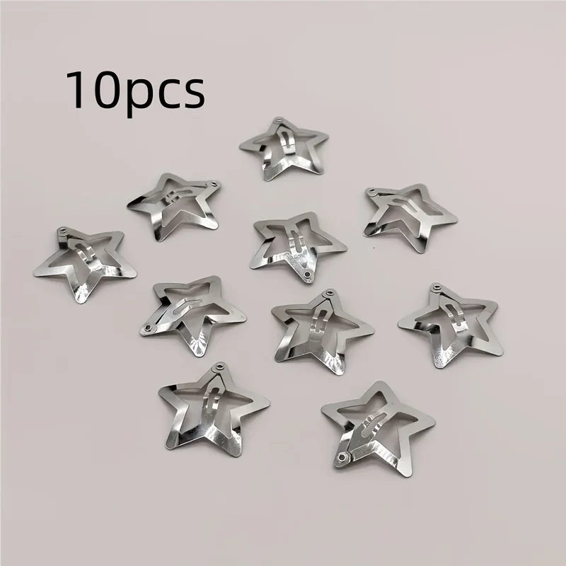 10 sternförmige Haarspangen, rutschfeste silberne Metall-Haaraccessoires für Damen, geeignet für Street-Styling