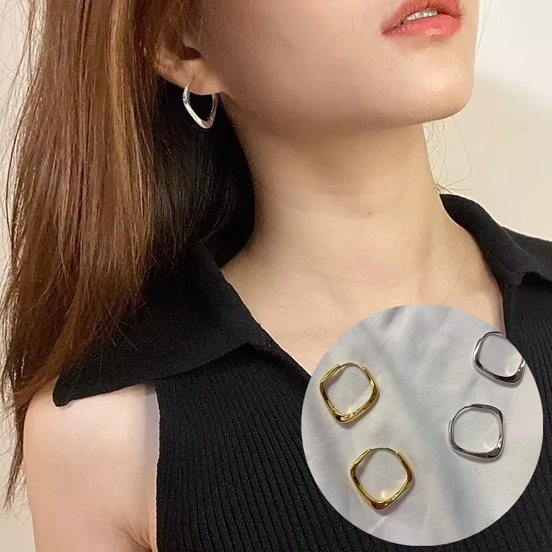 Sam Panda 925 Sterling Silver Geometry Hoop Earring for Women Minimalism Classic Office Versatile Fashion Jewelry Gift Dropship