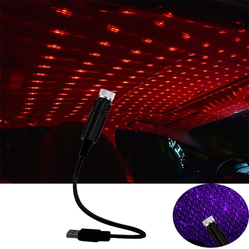 Car Roof Star Light Interior USB LED Starry Laser Atmosphere Ambient Projector Auto Decoration Night Home Decor Galaxy Lights