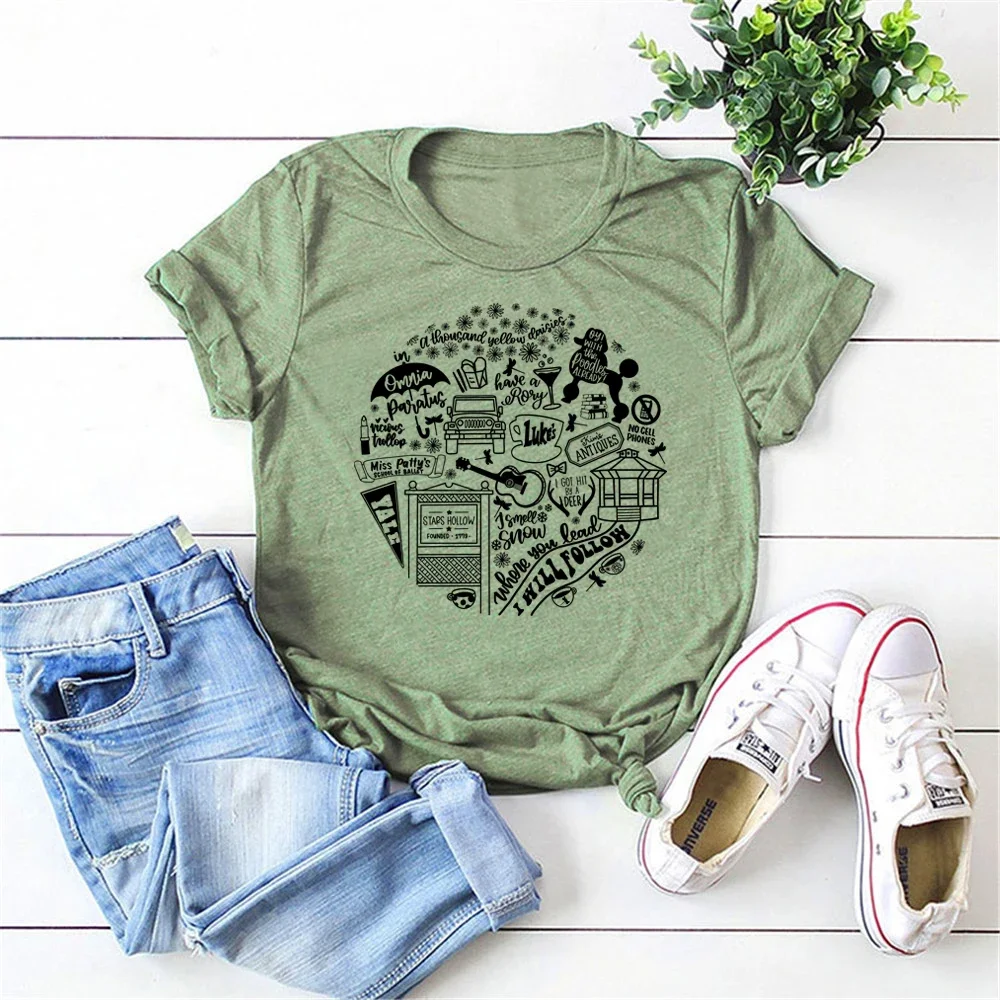 Tv Show Inspired T Shirt Retro Gilmore Girls T-shirt Stars Hollow Shirt Rory Lorelai Gilmore Tees Luke's Diner Shirts Fans Tops