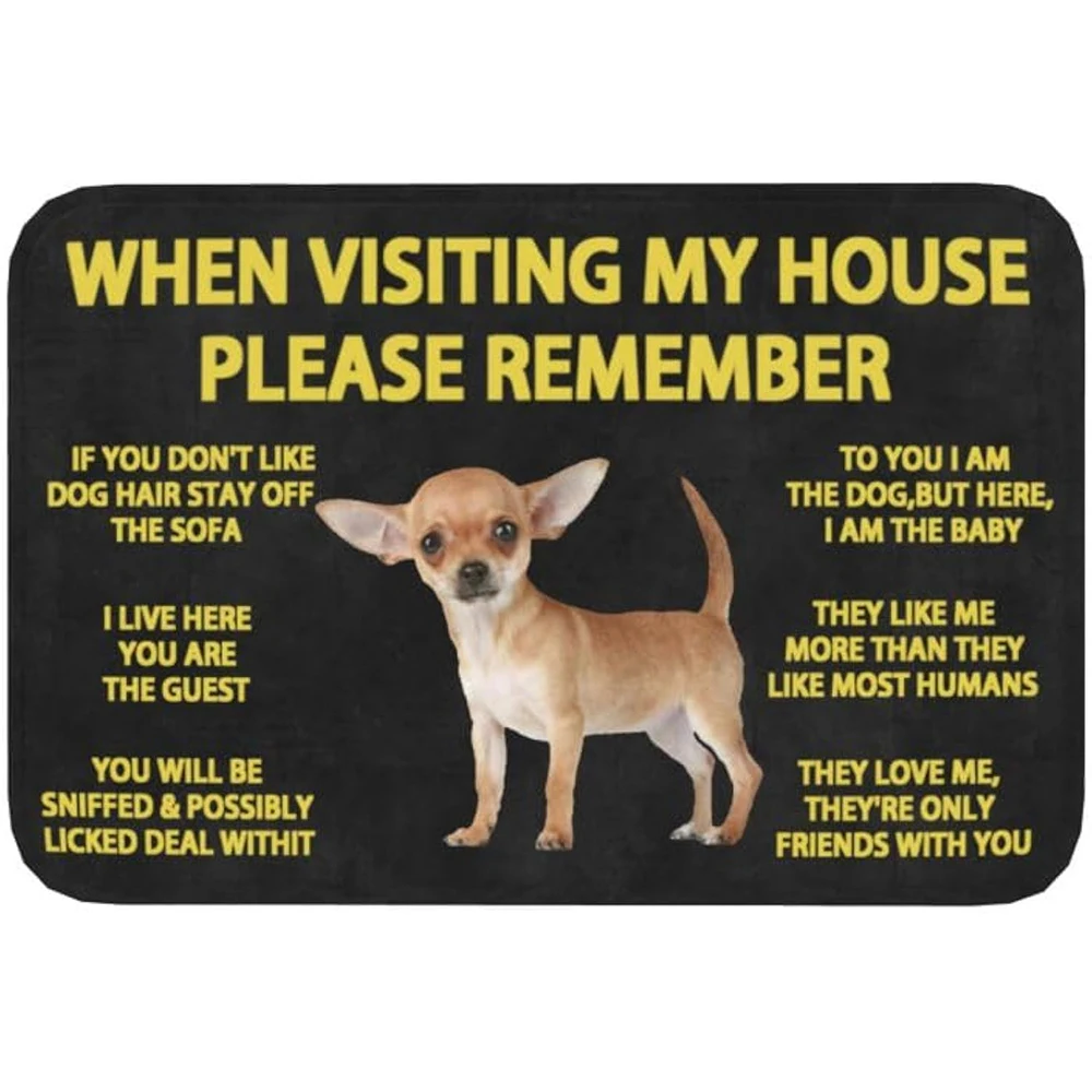 VIKAMA When Visiting My House Please Remember Chihuahua-Hunde Indoor Willkommen Haustürmatten Eingangsbereich Rutschfeste Teppiche Heimdekoration