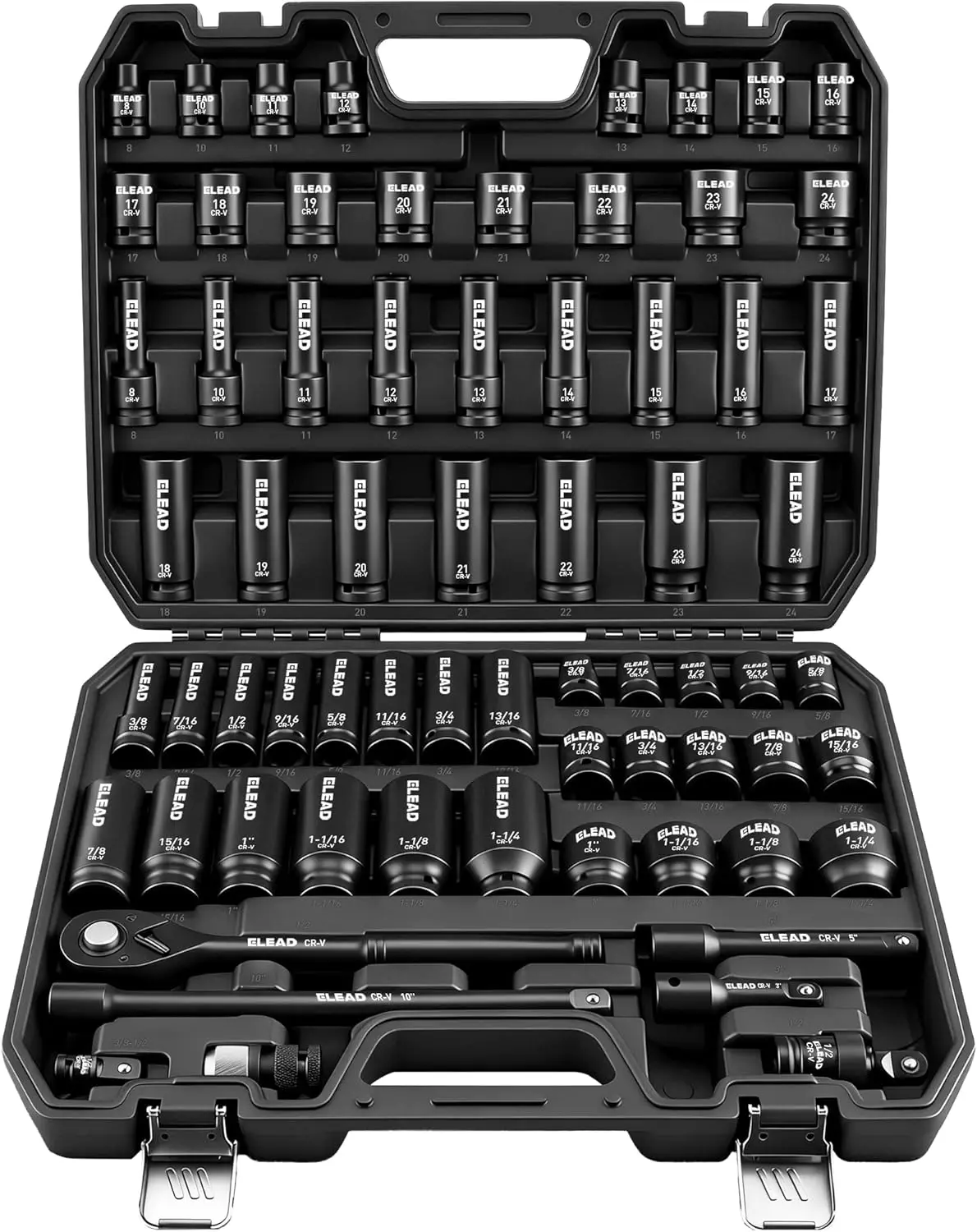 

67-Piece 1/2" Drive Deep Impact Socket Set with SAE & Metric Sizes, Extensions, and Case