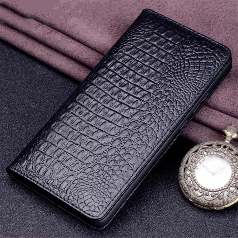 

100% Genuine Leather Magnetic Flip Case For Samsung Galaxy S24 S25 S24+ S25+ Plus Ultra Crocodile Back Full Cover
