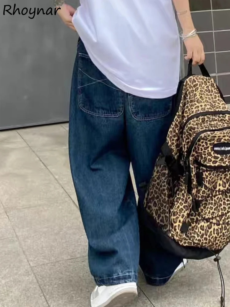 Jeans Women Loose Fashion Wide Leg All-match Streetwear Vintage Chic Solid High Waist Casual Spring Korean Style Simple Trousers