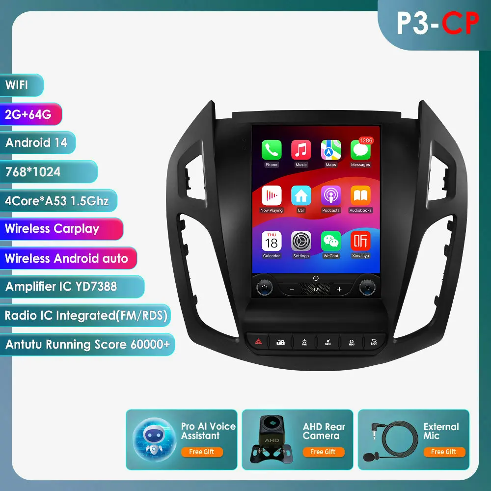 360Camera 9.7 ''Android 13 Autoradio Voor Ford Transit /Tourneo Connect 2013-2018 Auto Multimedia Video 4G 2din Draadloze Carplay - afbeelding 1