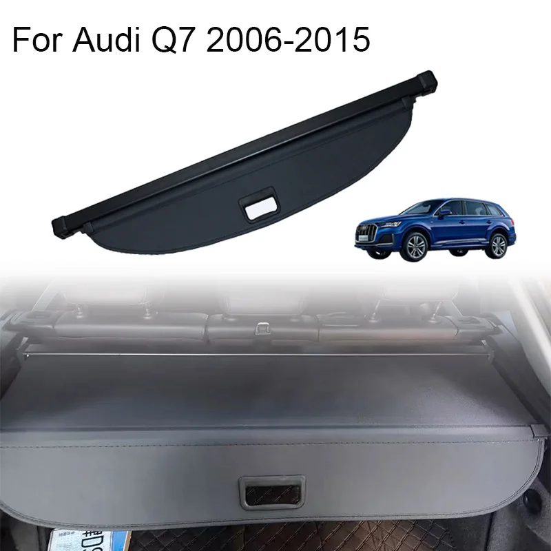 Trunk Curtain Cover Organizer For Audi Q7 4L 2006-2015 2007 2008 Rear Rack Partition Shelter Shield Shade Luggage Cargo Storage