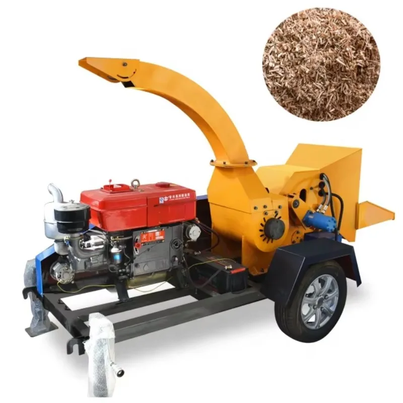 Commercial Wood Chipper Shredder Portable Tree Crusher Machine Forestry Wood Grinder Customized Chip Size Adjustment Mechanism