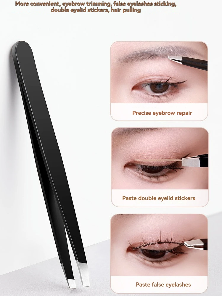 ステンレス鋼精密ピンセットまつげカーラーコンタクトレンズピンセットひげトリミング眉毛とひげ抜き美容ツール