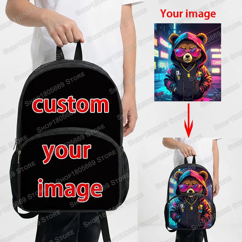 Personalized Custom Image Backpack Large‑capacity Student School Bag Custom Photo Print Backpacks for Women Men