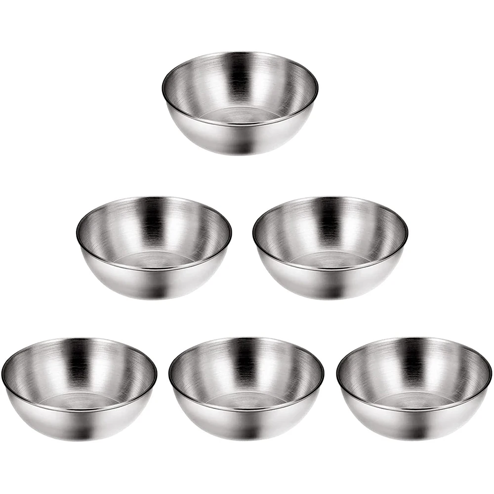 

6Pcs 3.3in Stainless Steel Small Serving Bowls Sauce Dishes Round Sushi Dipping Bowl Seasoning Dish Appetizer Plates Metal Ramek