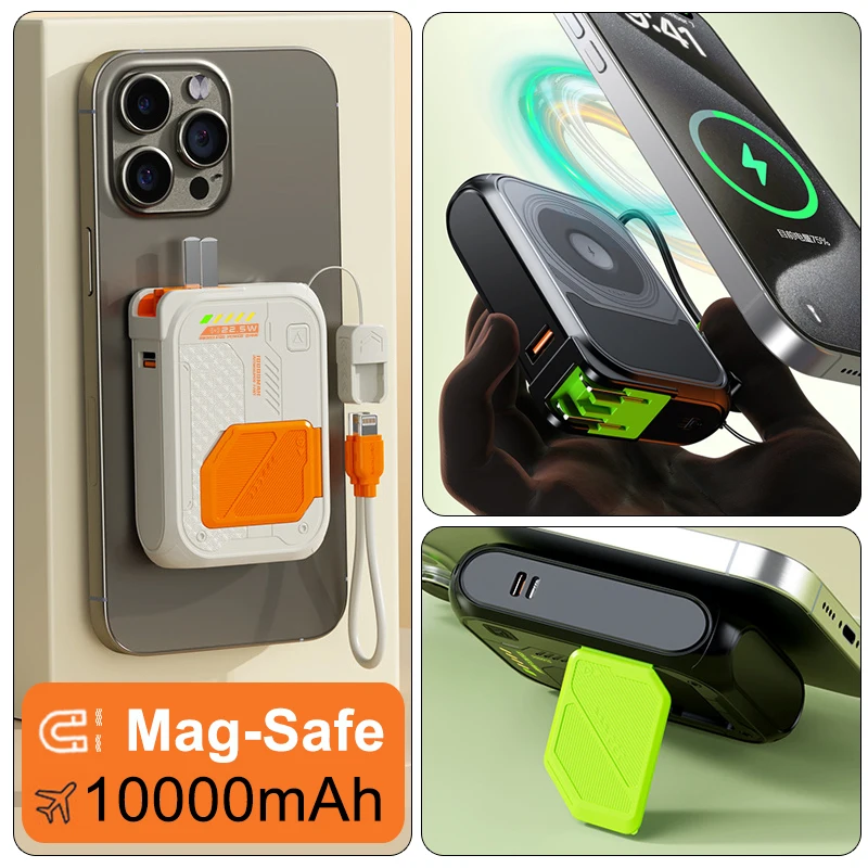 

Multi in One Multifunctional Charging Set,Comes with Data Cable,Bracket,10000mAh Power Bank Wireless Fast Charging Mag-safe