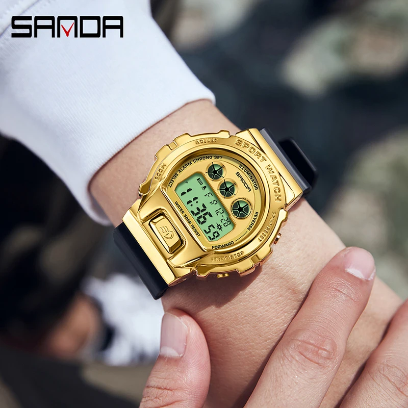 SANDA 2127 Original Luxury Digital Watches For Men Waterproof LED Screen Military Watch Luminous Outdoor Sport Clock Gift Boys