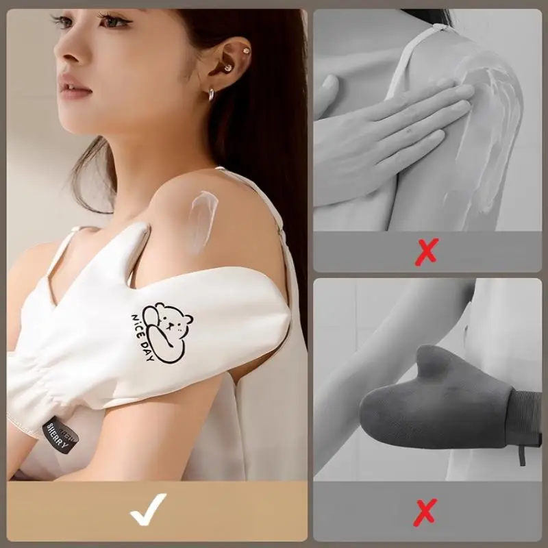 

1Pcs Leather Body Lotion Glove Self-Tanning Mitt Prevents Sticky Hands Applicator Quick Dry Leather Glove Makeup Applicator
