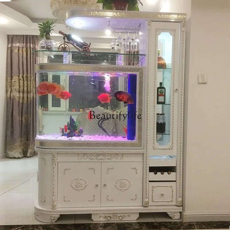 Fish tank entrance wine cabinet glass ecological bottom filter cabinet large screen water box without replacement