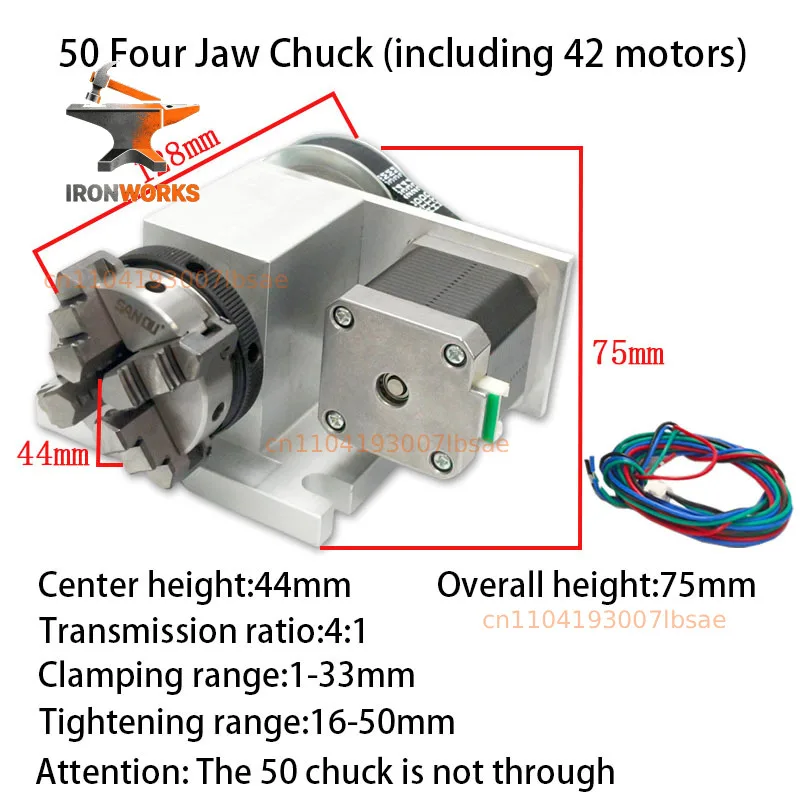 3 jaw and 4 jaw chuck rotary table, 4th axis CNC fixture with