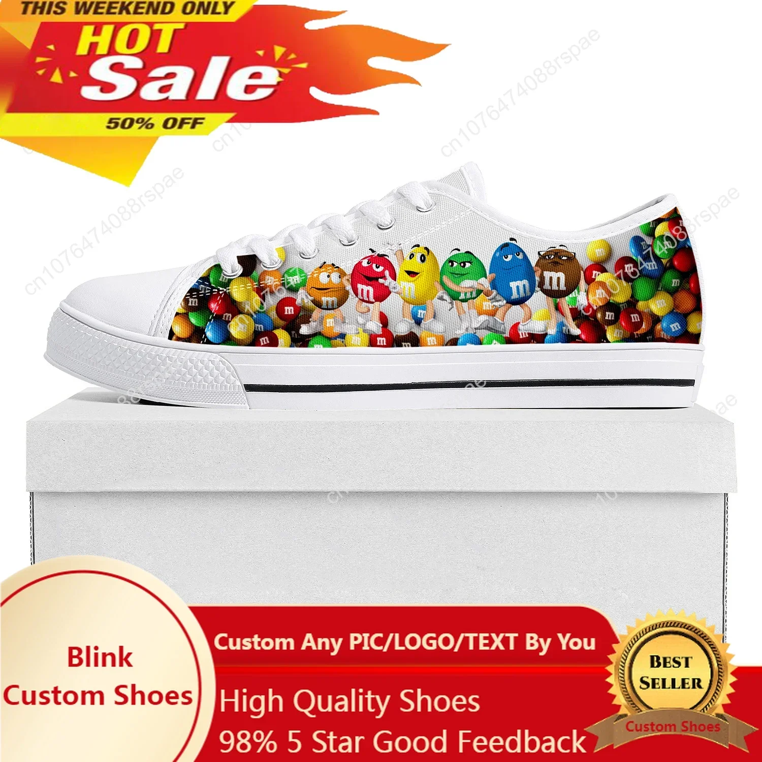 M Chocolate Cartoon Low Top High Quality Sneakers Mens Womens Teenager Pop Canvas Sneaker Prode Casual Couple Shoes Custom Shoe